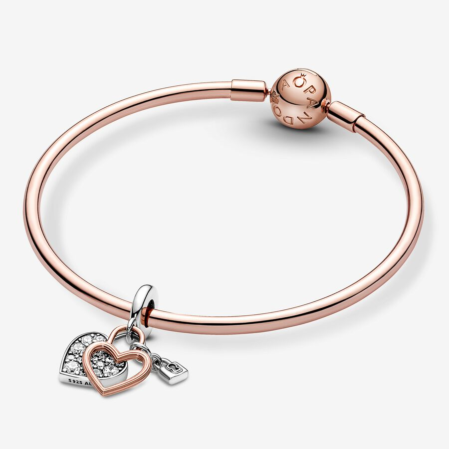 Pandora Moments Heart And Padlock Double Dangle Charm