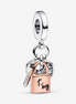 Pandora Moments Two-Tone Key, Padlock & Heart Triple Dangle Charm