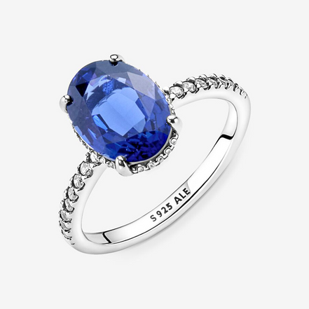 Pandora TImeless Sparkling Statement Blue Halo Ring Size 7.5