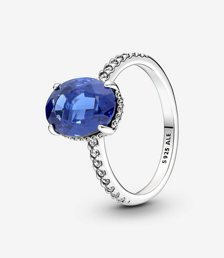 Pandora Timeless Sparkling Statement Blue Halo Ring Size 5