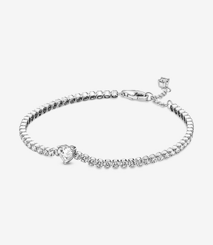 Pandora Timeless Sparkling Heart Tennis Bracelet Size 16