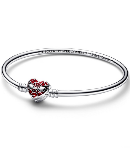 Pandora Marvel Spider-Man Mask Clasp Bangle Size 19