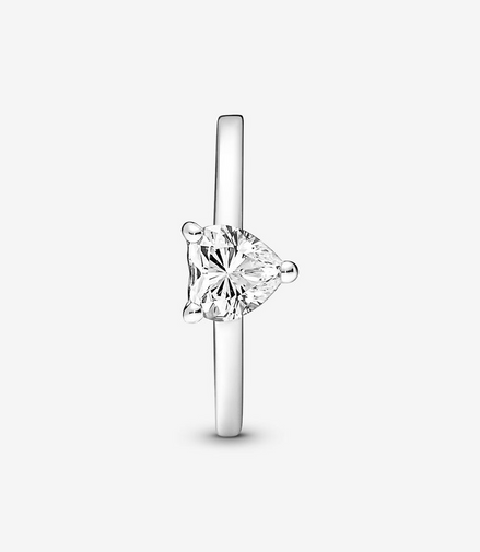 Pandora Timeless Sparkling Heart Solitaire Ring Size 4.5