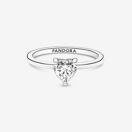 Pandora Timeless Sparkling Heart Solitaire Ring Size 4.5