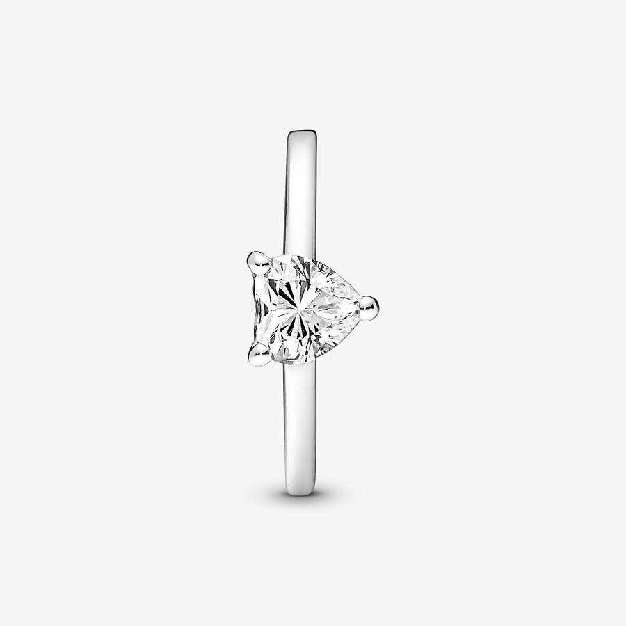 Pandora Timeless Sparkling Heart Solitaire Ring Size 7