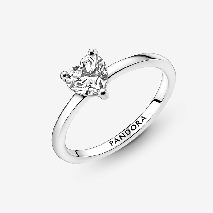Pandora Timeless Sparkling Heart Solitaire Ring Size 7