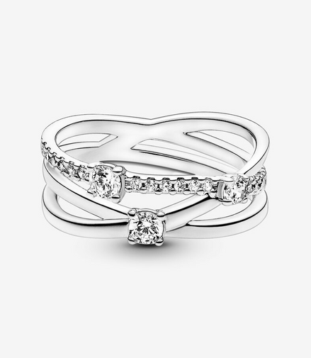 Pandora Timeless Sparkling Triple Band Ring Size 6