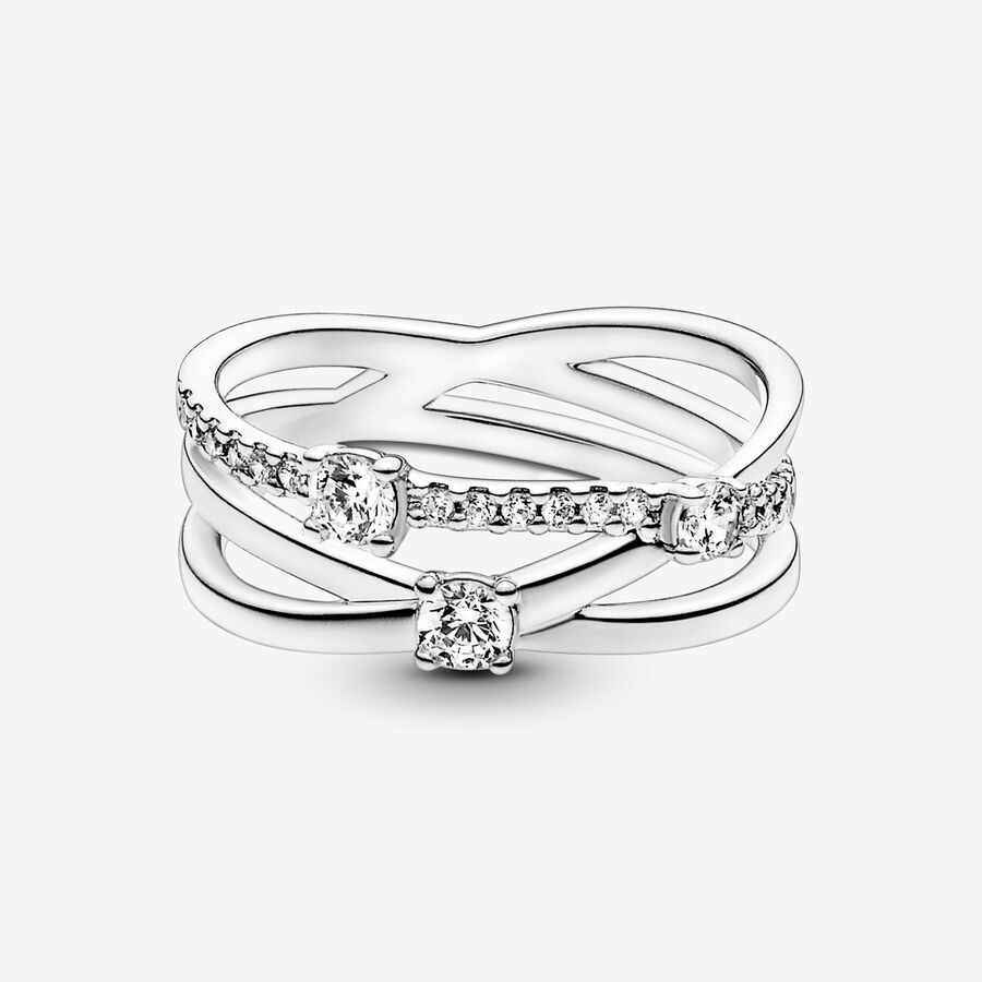 Pandora Timeless Sparkling Triple Band Ring Size 6