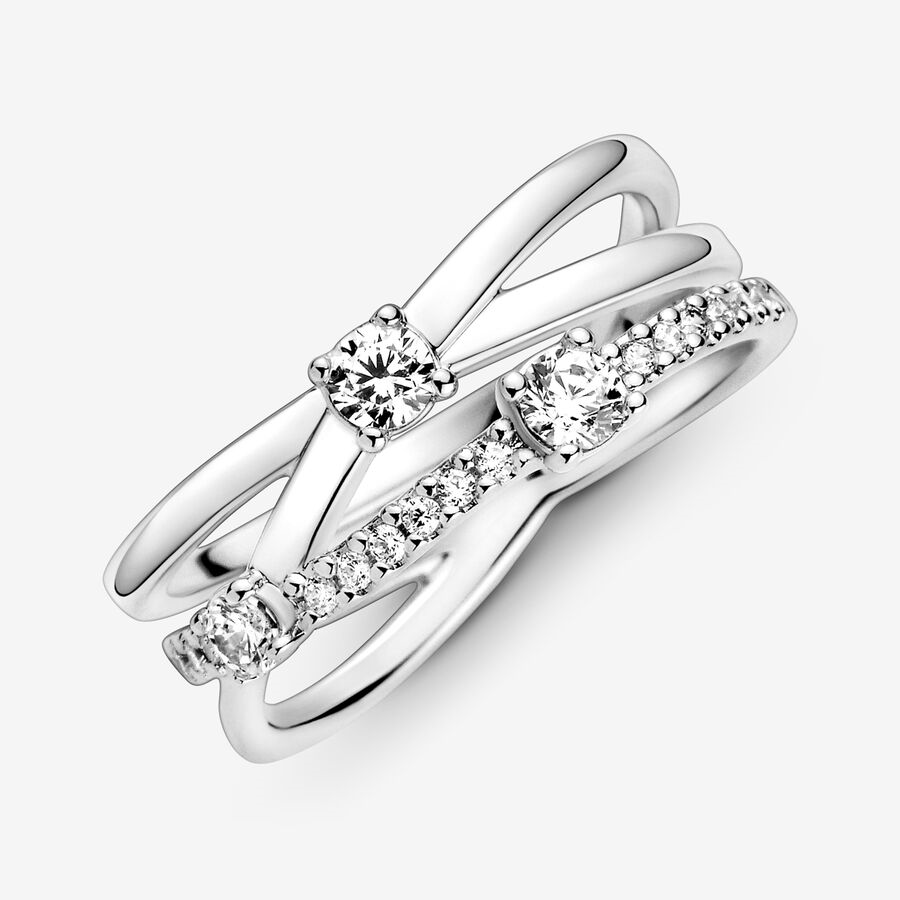Pandora Timeless Sparkling Triple Band Ring Size 7