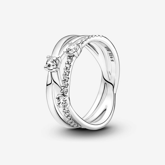 Pandora Timeless Sparkling Triple Band Ring Size 8.5