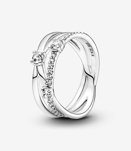 Pandora Timeless Sparkling Triple Band Ring Size 8.5