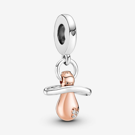 Pandora Moments Two-Tone Baby Pacifier Dangle Charm
