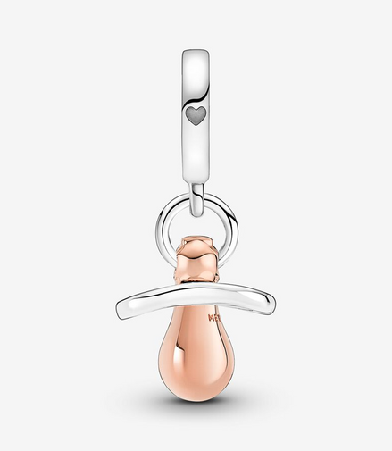 Pandora Moments Two-Tone Baby Pacifier Dangle Charm