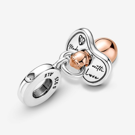 Pandora Moments Two-Tone Baby Pacifier Dangle Charm