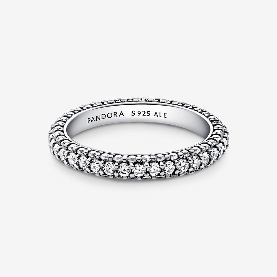 Pandora Timeless Pave'  Single Row Ring Size 6