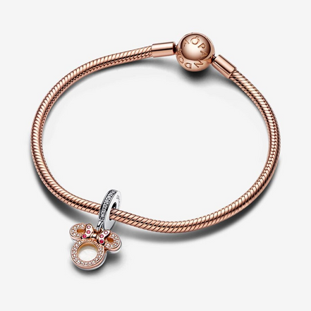 Pandora Disney Minnie Mouse Silhouette "Mom"  Double Dangle Charm