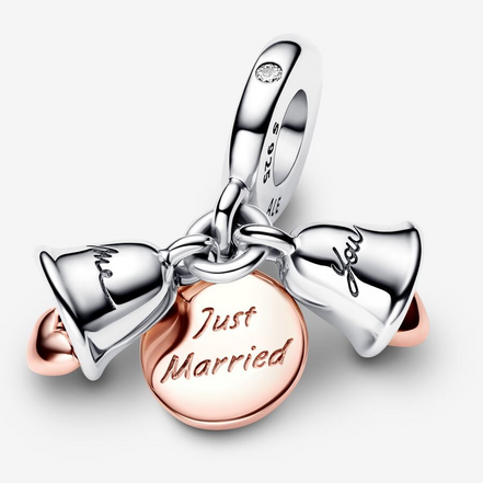 Pandora Moments Two-Tone  Wedding Bells Double Dangle
