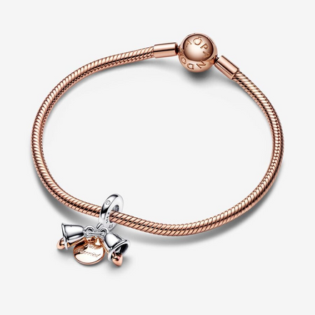Pandora Moments Two-Tone  Wedding Bells Double Dangle