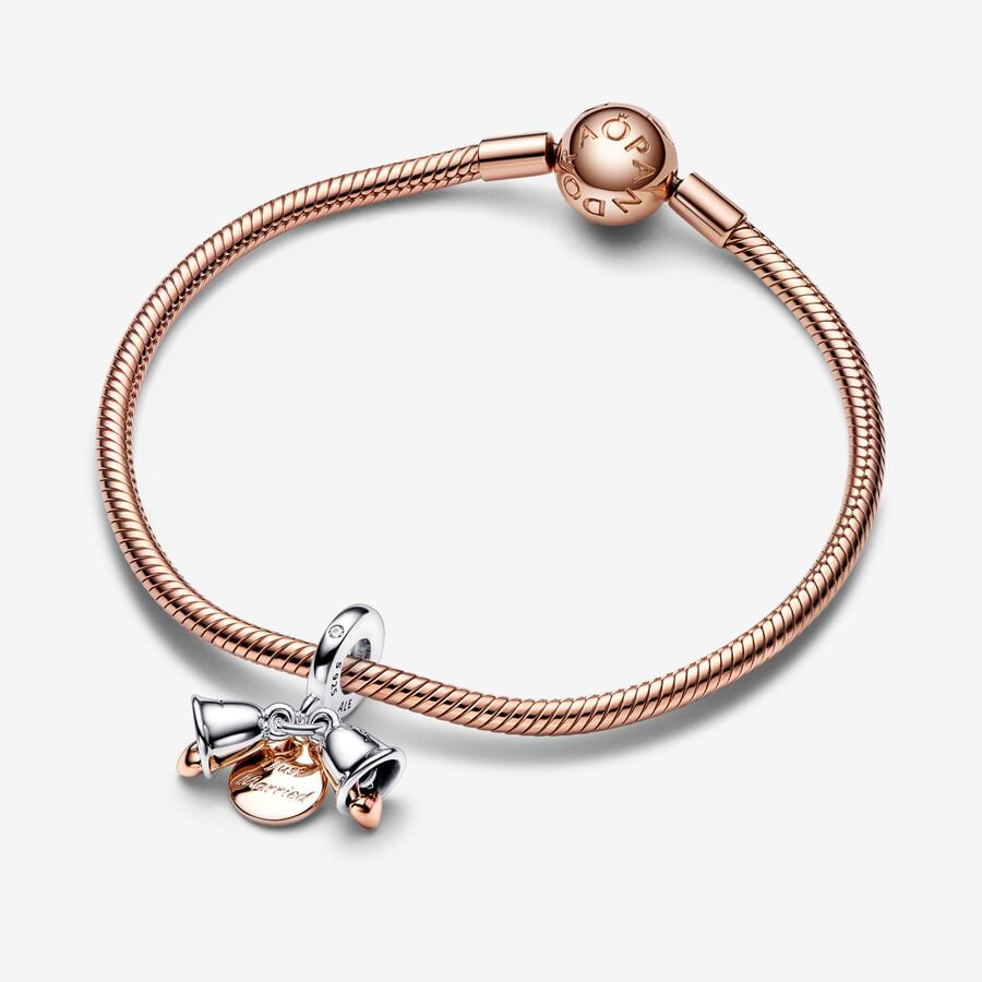 Pandora Moments Two-Tone  Wedding Bells Double Dangle