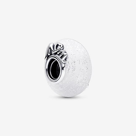 Pandora Moments Glittery White Murano Glass Mom & Love Charm