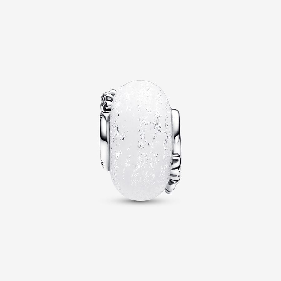 Pandora Moments Glittery White Murano Glass Mom & Love Charm