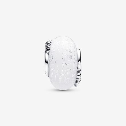 Pandora Moments Glittery White Murano Glass Mom & Love Charm
