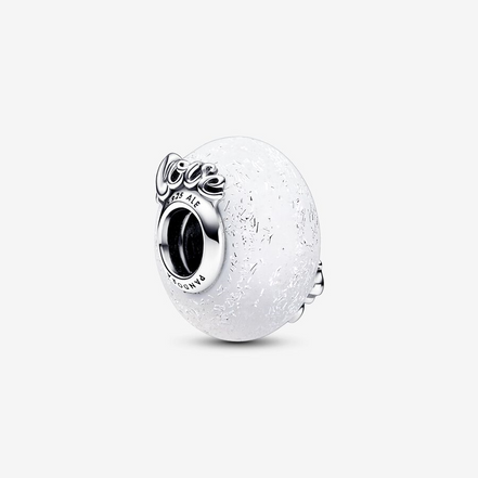 Pandora Moments Glittery White Murano Glass Mom & Love Charm