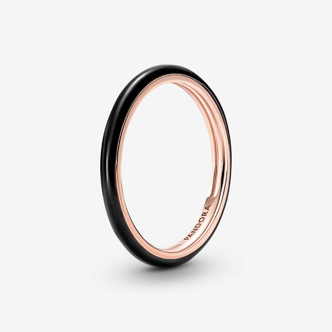 Pandora ME Black Enamel Stackable Ring Size 5