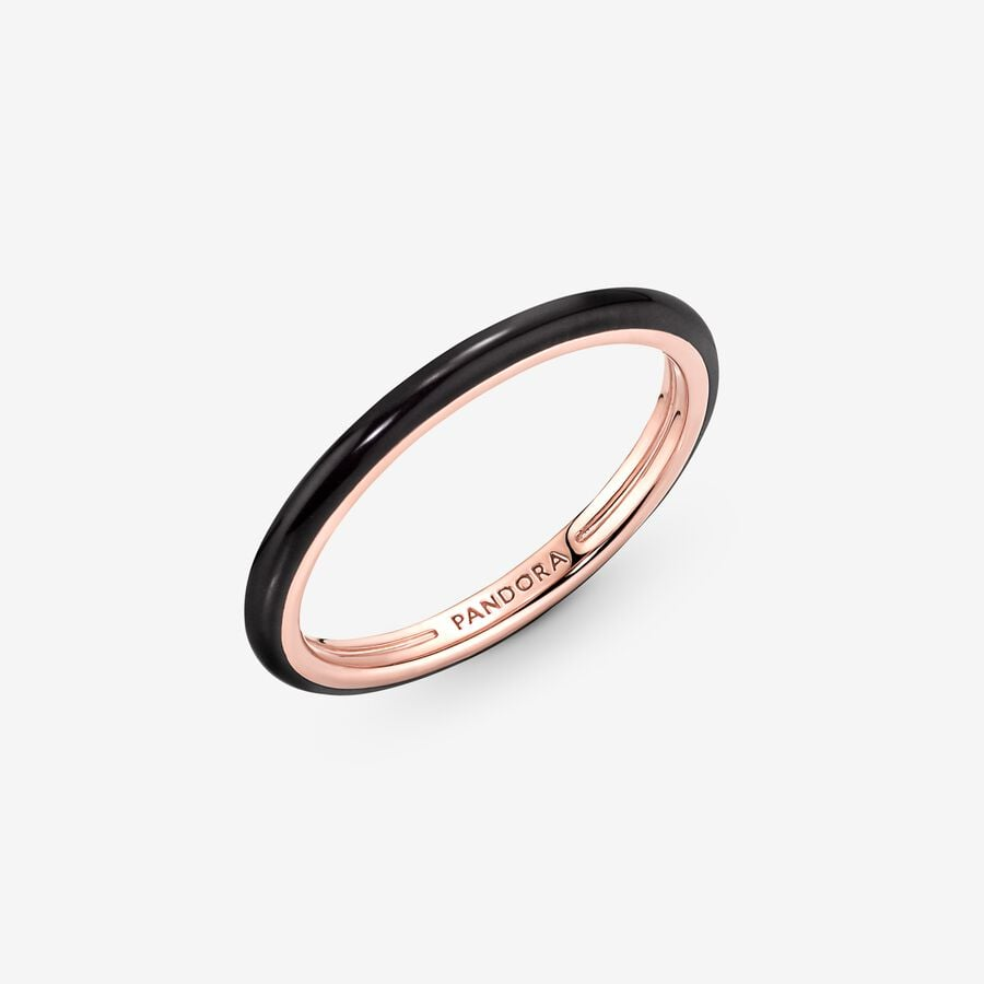 Pandora ME Black Enamel Stackable Ring Size 5
