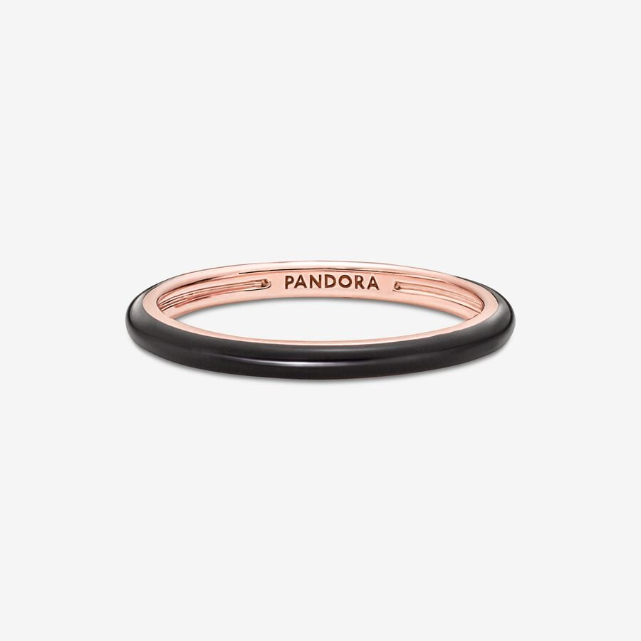 Pandora ME Black Enamel Stackable Ring Size 5