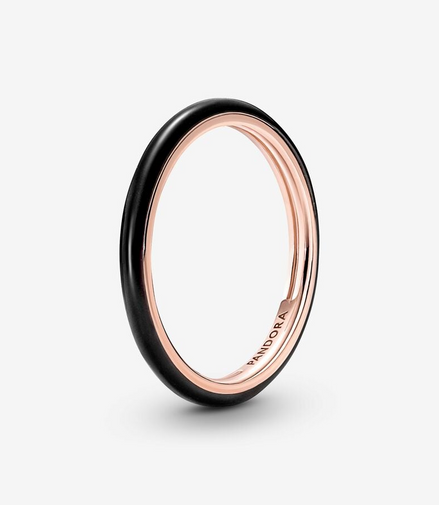 Pandora ME Black Enamel Stackable Ring Size 6