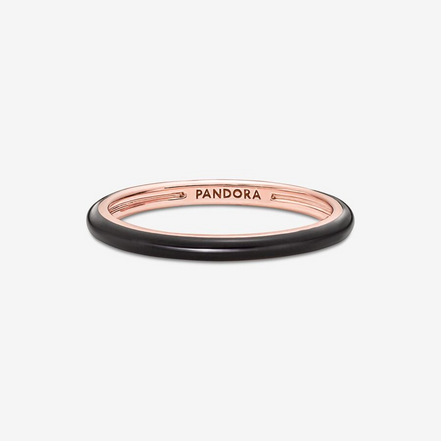 Pandora ME Black Enamel Stackable Ring Size 6