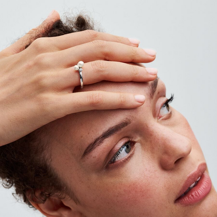 Pandora Timeless Duo Treated Freshwater Cultured Pearls Ring Size 7.5