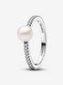 Pandora TImeless Treated Freshwater Cultured Pearl & Pavé Ring Size 7.5