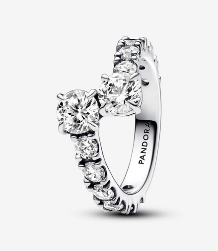Pandora Timeless Sparkling Overlapping Band Ring Size 6