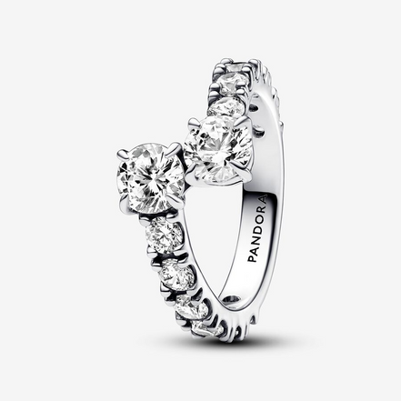 Pandora Timeless Sparkling Overlapping Band Ring Size 6