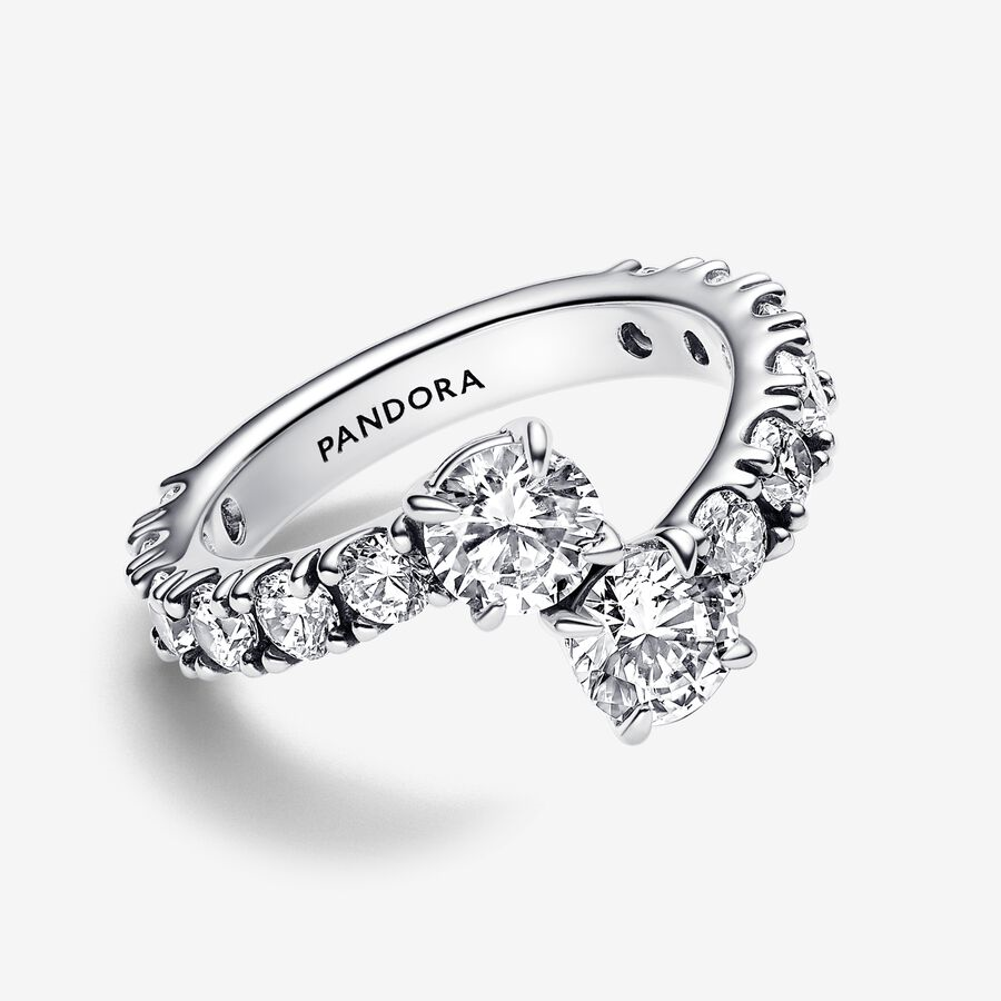 Pandora Timeless Sparkling Overlapping Band Ring Size 6