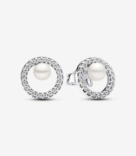 Pandora Timeless Treated Freshwater Cultured Pearl & Pavé Halo Stud Earrings