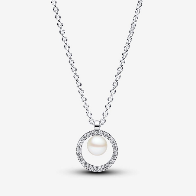 Pandora Timeless Treated Freshwater Cultured Pearl & Pavé Collier Necklace