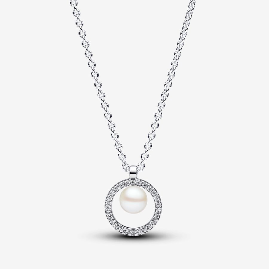 Pandora Timeless Treated Freshwater Cultured Pearl & Pavé Collier Necklace