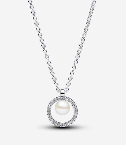 Pandora Timeless Treated Freshwater Cultured Pearl & Pavé Collier Necklace