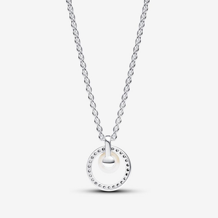 Pandora Timeless Treated Freshwater Cultured Pearl & Pavé Collier Necklace