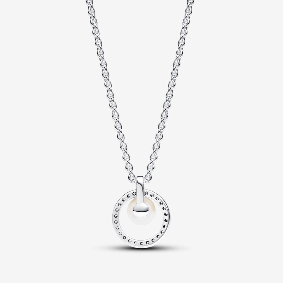 Pandora Timeless Treated Freshwater Cultured Pearl & Pavé Collier Necklace