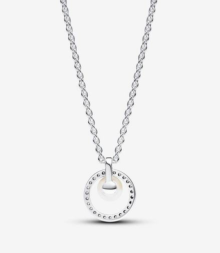 Pandora Timeless Treated Freshwater Cultured Pearl & Pavé Collier Necklace