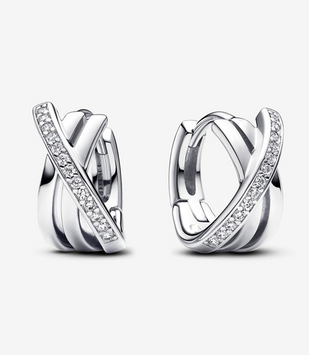 Pandora Signature Crossover Pavé Hoop Earrings