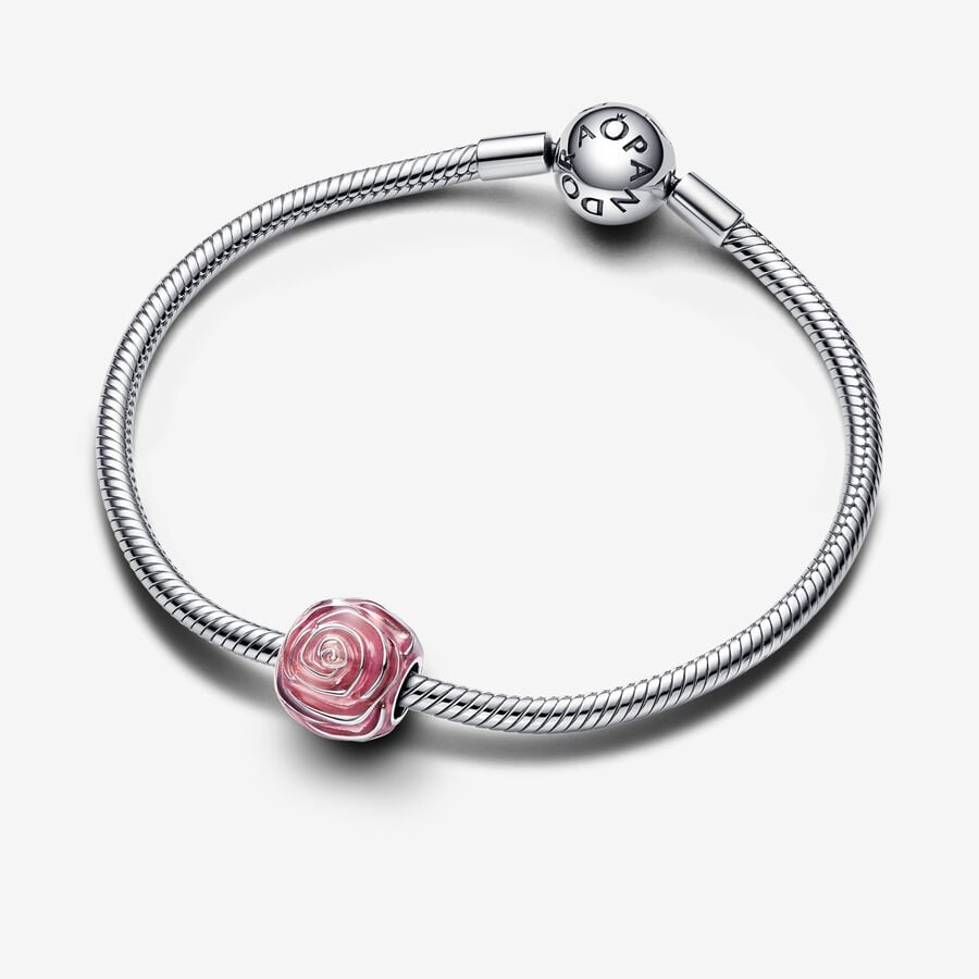 Pandora Moments Pink Rose In Bloom Charm