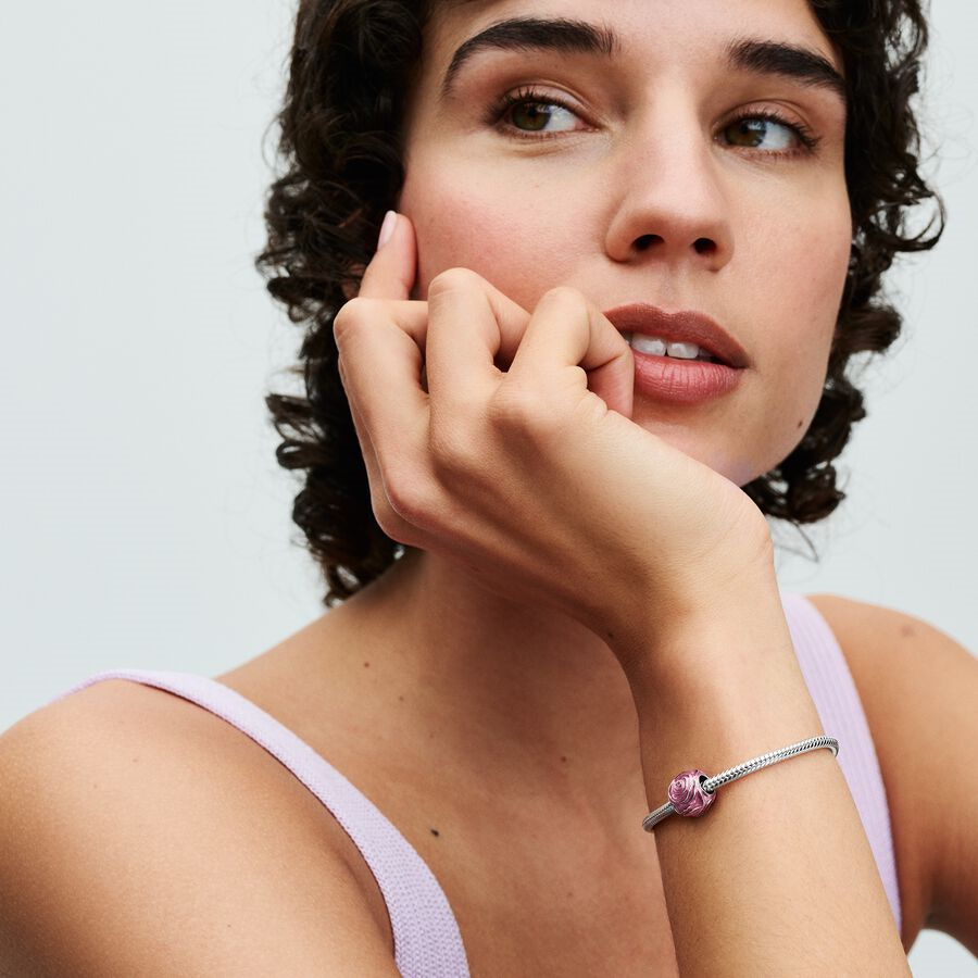 Pandora Moments Pink Rose In Bloom Charm