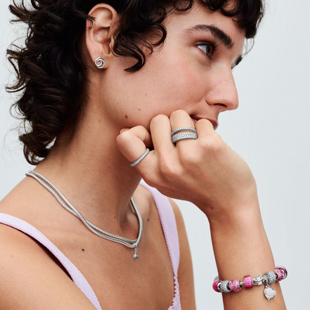 Pandora Moments Pink Rose In Bloom Charm