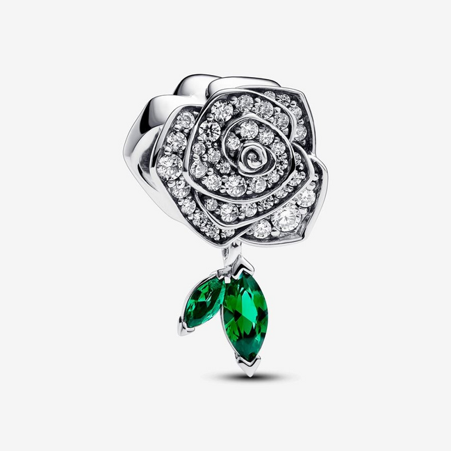 Pandora Moments Sparkling Rose in Bloom Charm