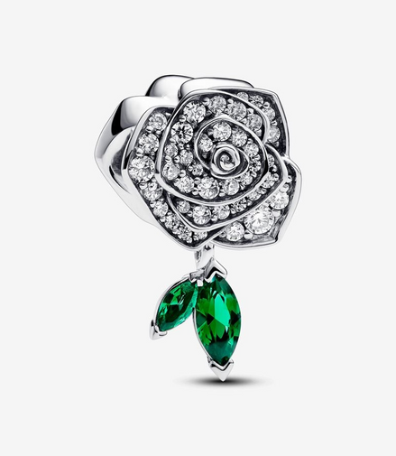 Pandora Moments Sparkling Rose in Bloom Charm